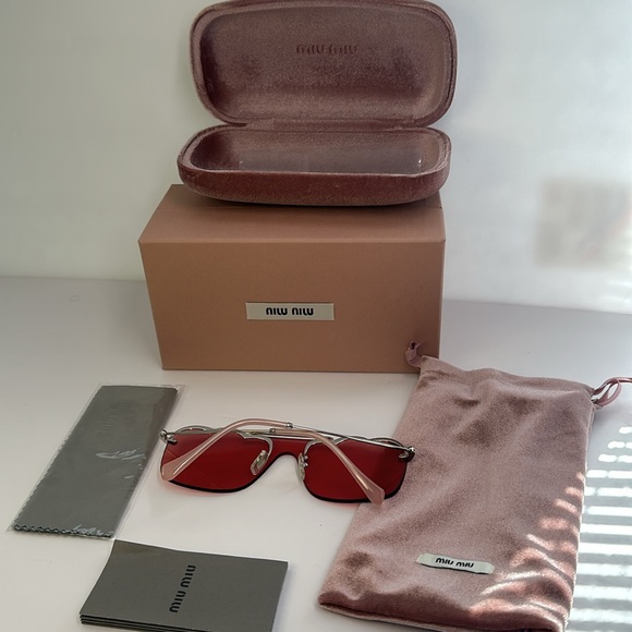 💯- New Authentic MIU MIU MU55 US 1BC177 60MM Cloud Aviator Sunglasses - Picture 15 of 16